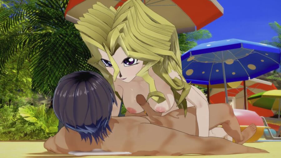 Yu Gi Oh - Mai Valentine gets creampied on a beach