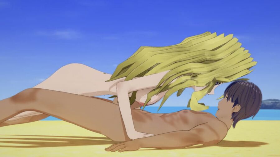 Yu Gi Oh - Mai Valentine gets creampied on a beach