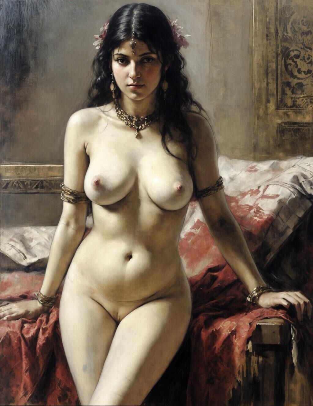 Peintures de nu classiques de sa dame de harem préférée