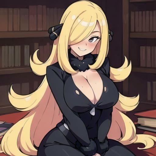 Cynthia, championne de Pokémon aux gros seins, générée par IA