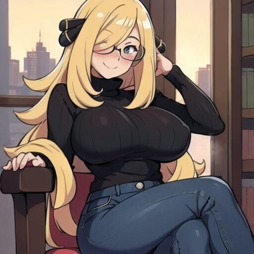 Cynthia, championne de Pokémon aux gros seins, générée par IA