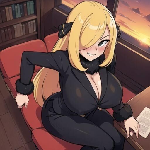 Cynthia, championne de Pokémon aux gros seins, générée par IA