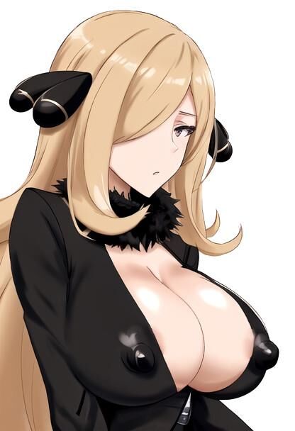 Cynthia, championne de Pokémon aux gros seins, générée par IA