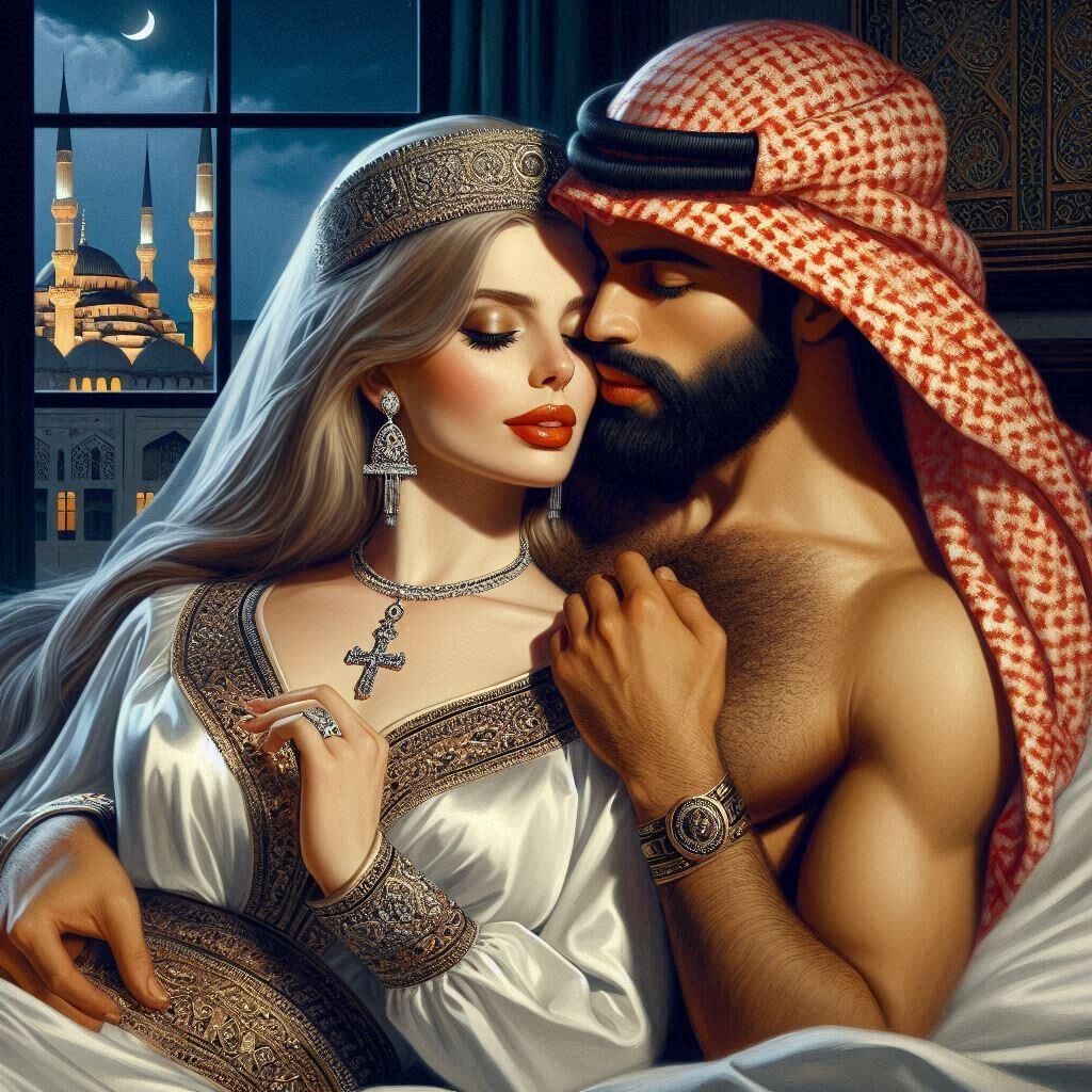 Prince musulman et concubine blanche (art IA)