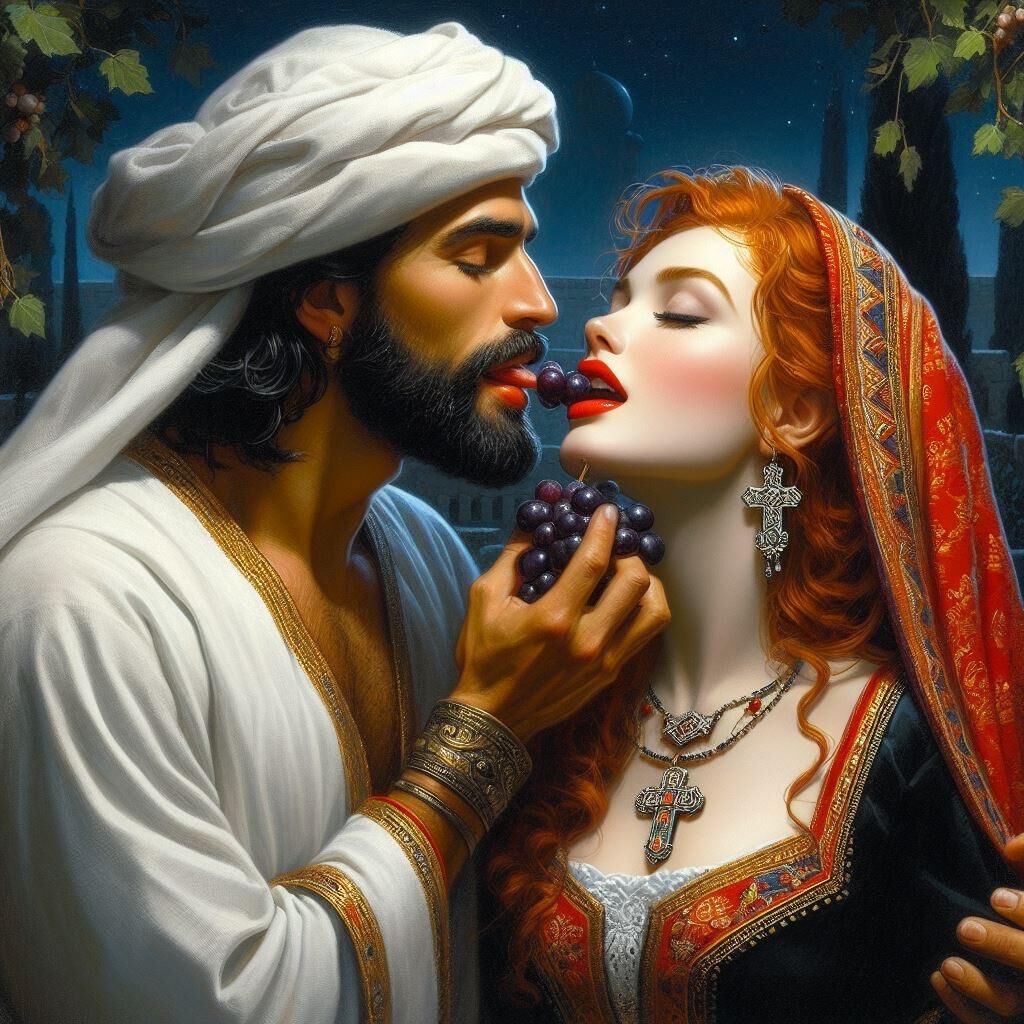 Prince musulman et concubine blanche (art IA)