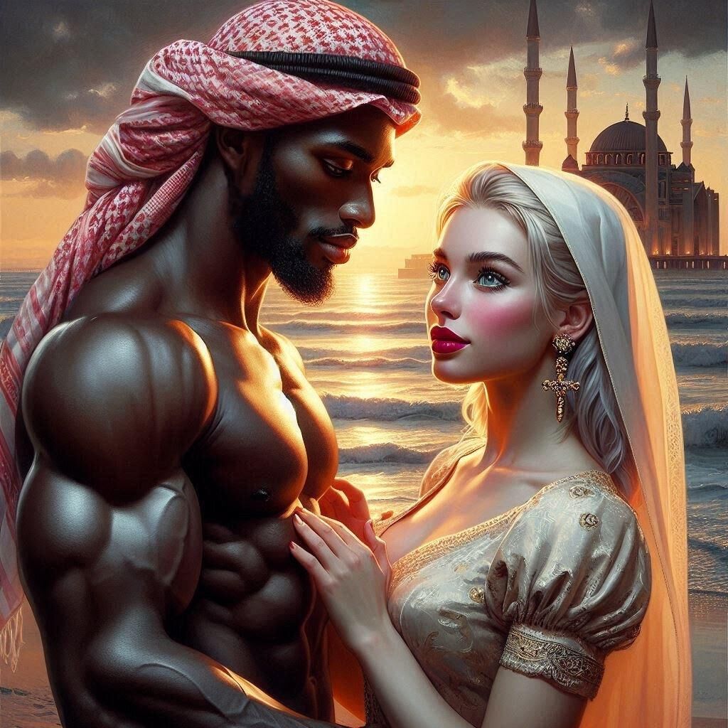 Prince musulman et concubine blanche (art IA)