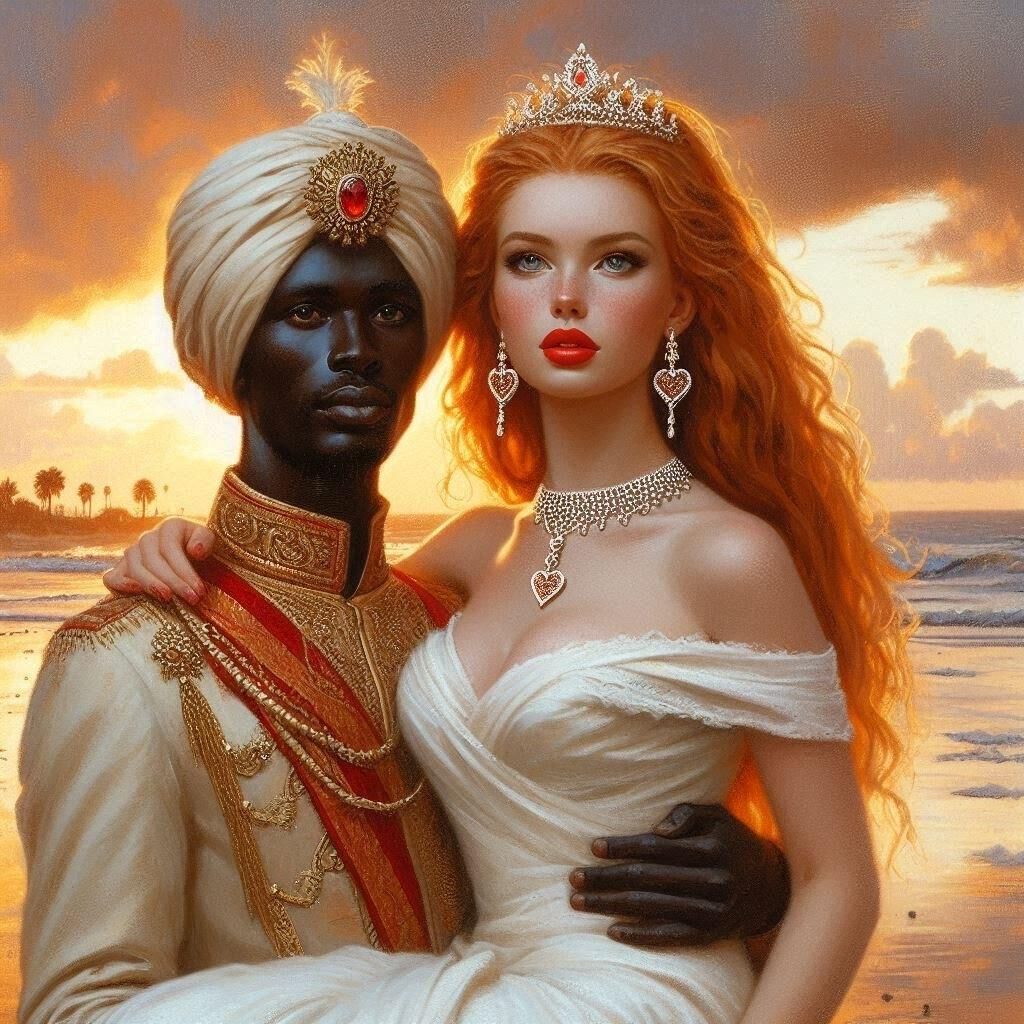 Prince musulman et concubine blanche (art IA)