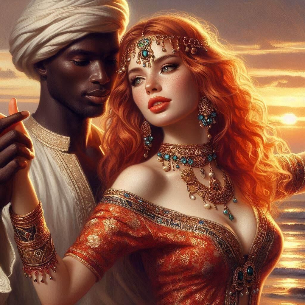 Prince musulman et concubine blanche (art IA)