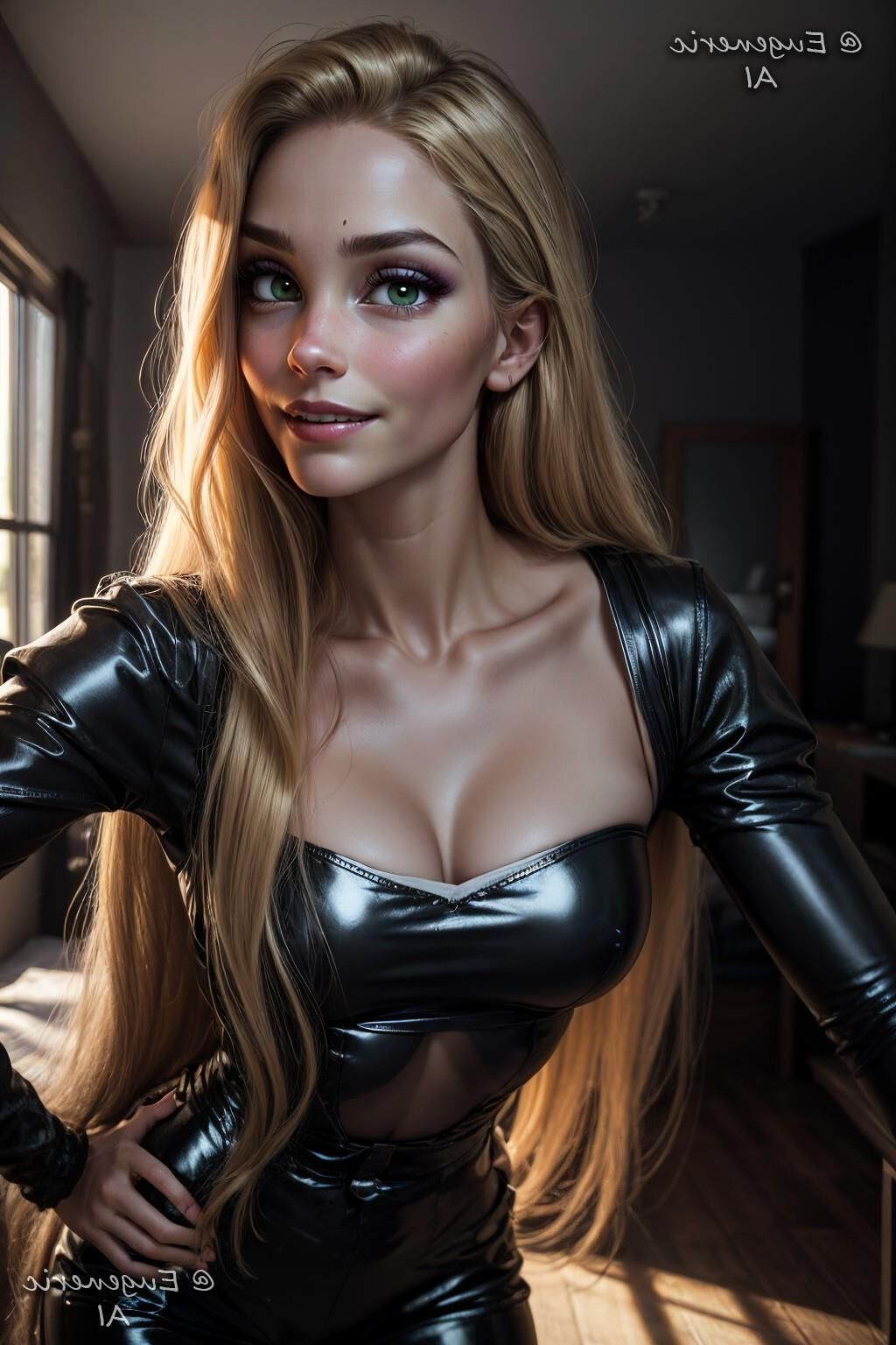 AI KI Cuir blond brillant Latex Teen