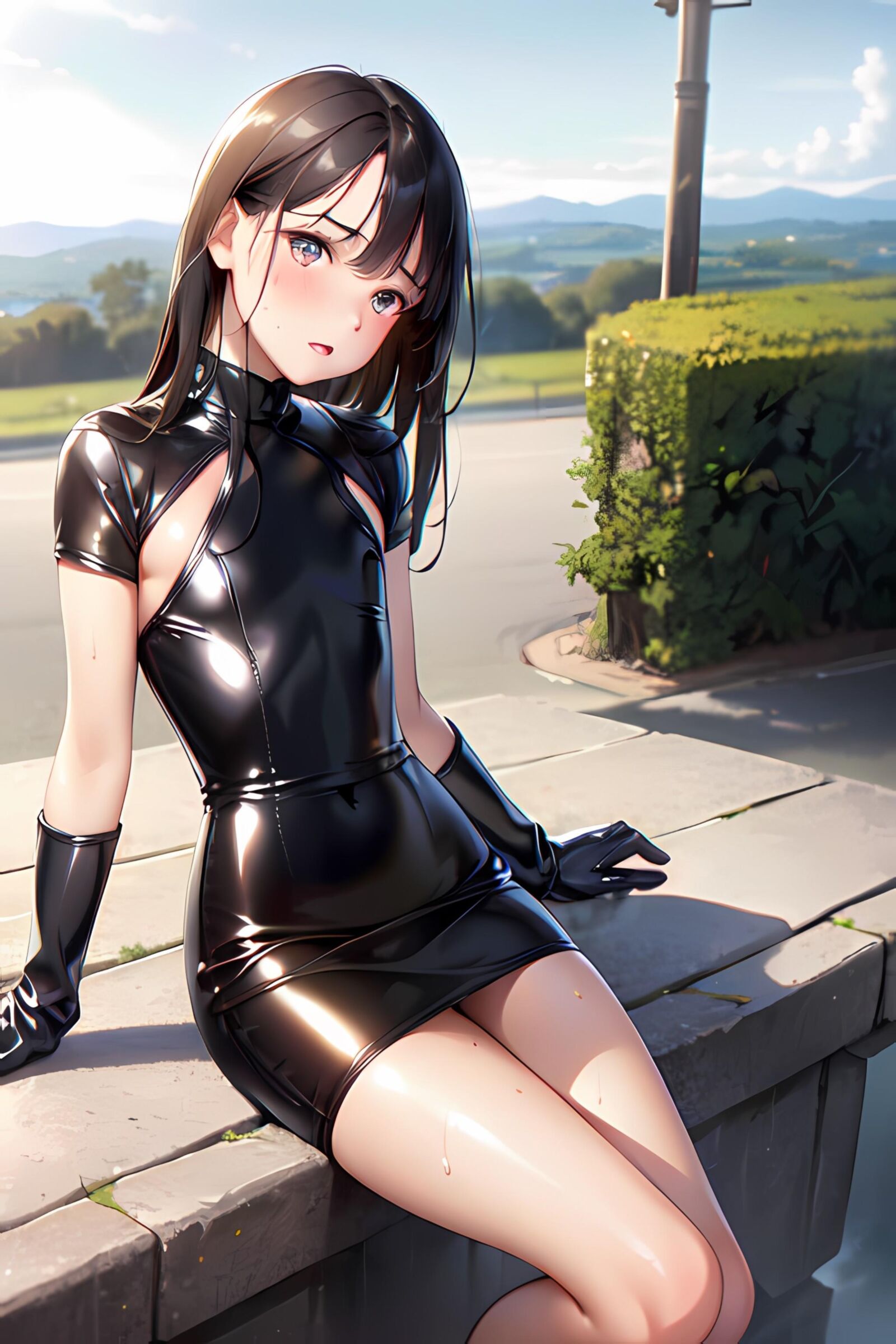 KI AI Hentai Latex Robe Brillante Bondage Adolescente