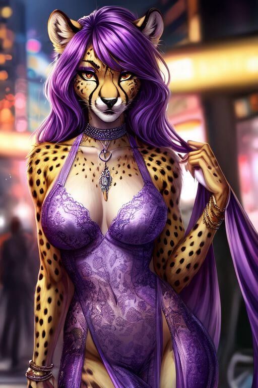 AI Cheetah Cheveux Violets