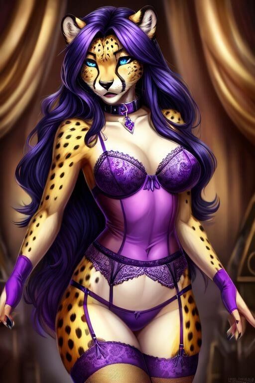 AI Cheetah Cheveux Violets