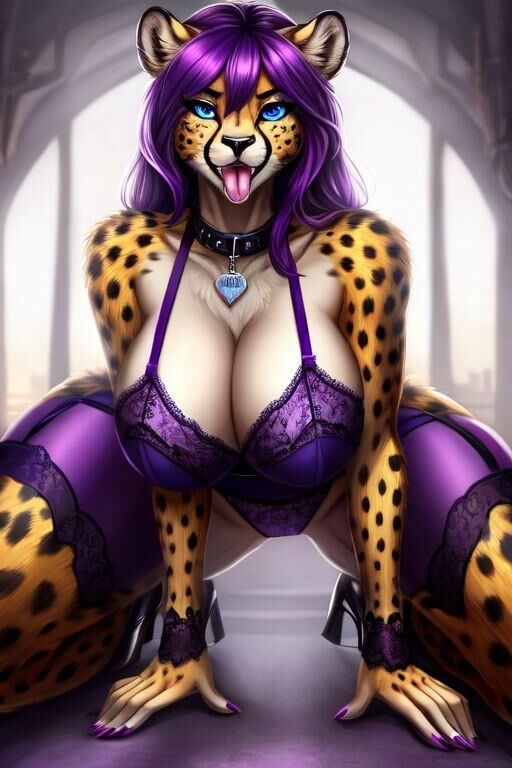 AI Cheetah Cheveux Violets