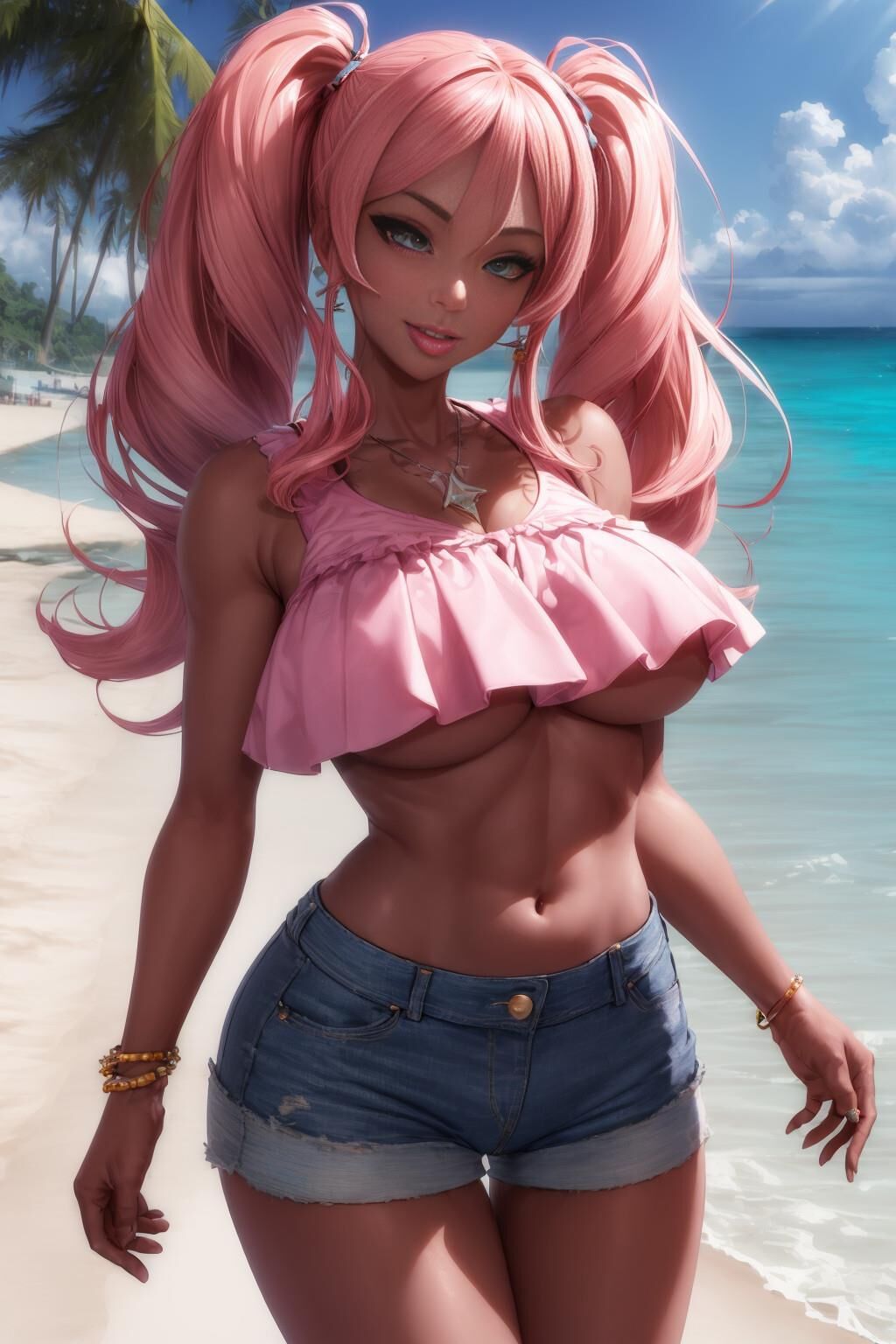 3d Hentai beach babe looking for fun