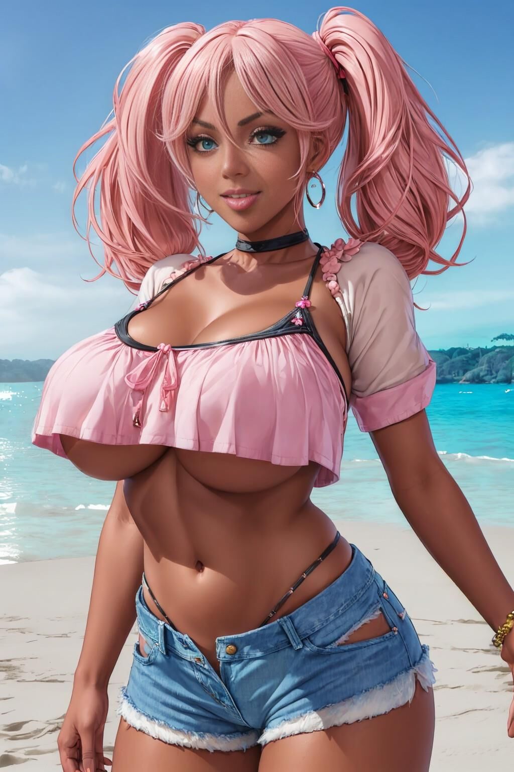 3d Hentai beach babe looking for fun