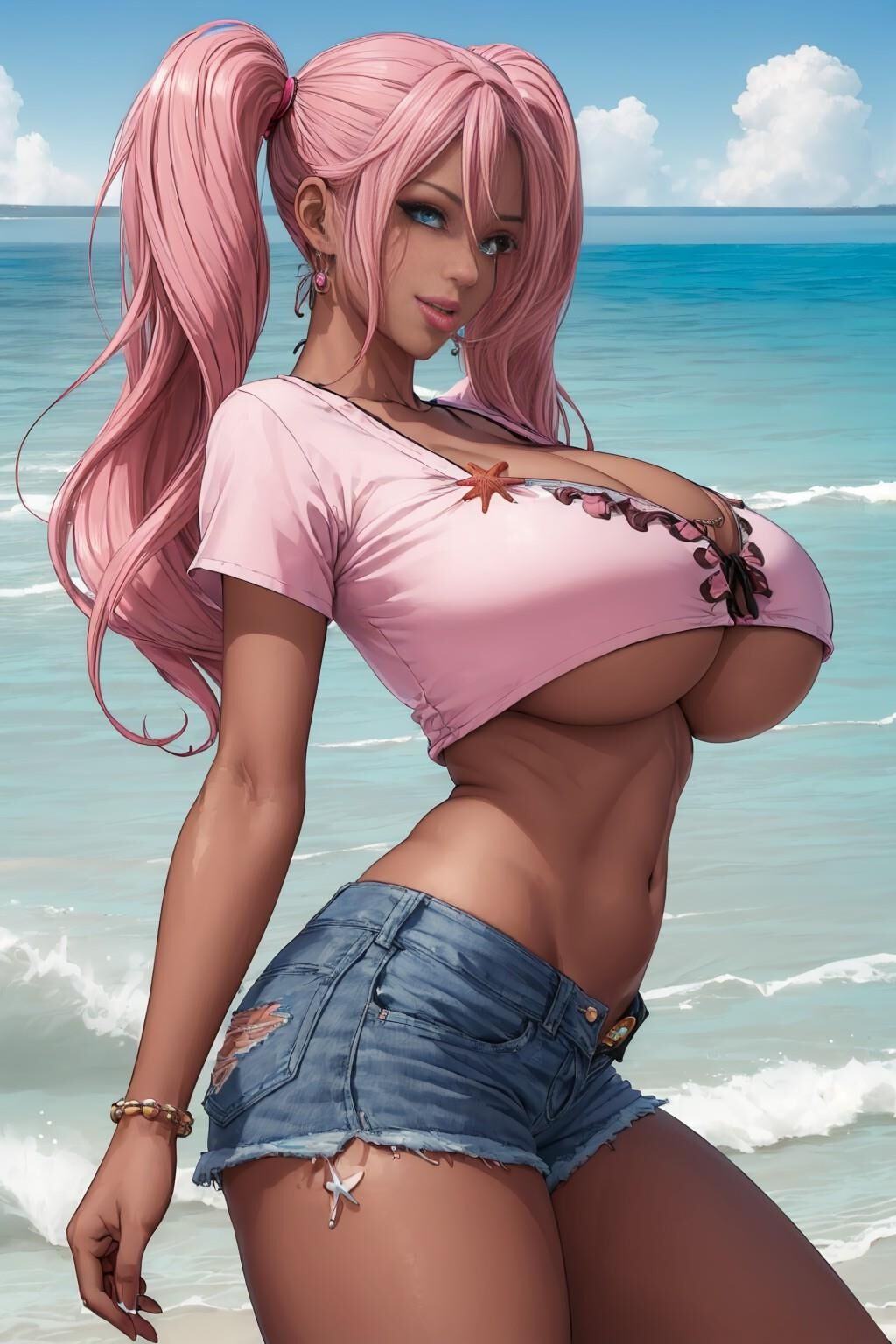 3d Hentai beach babe looking for fun