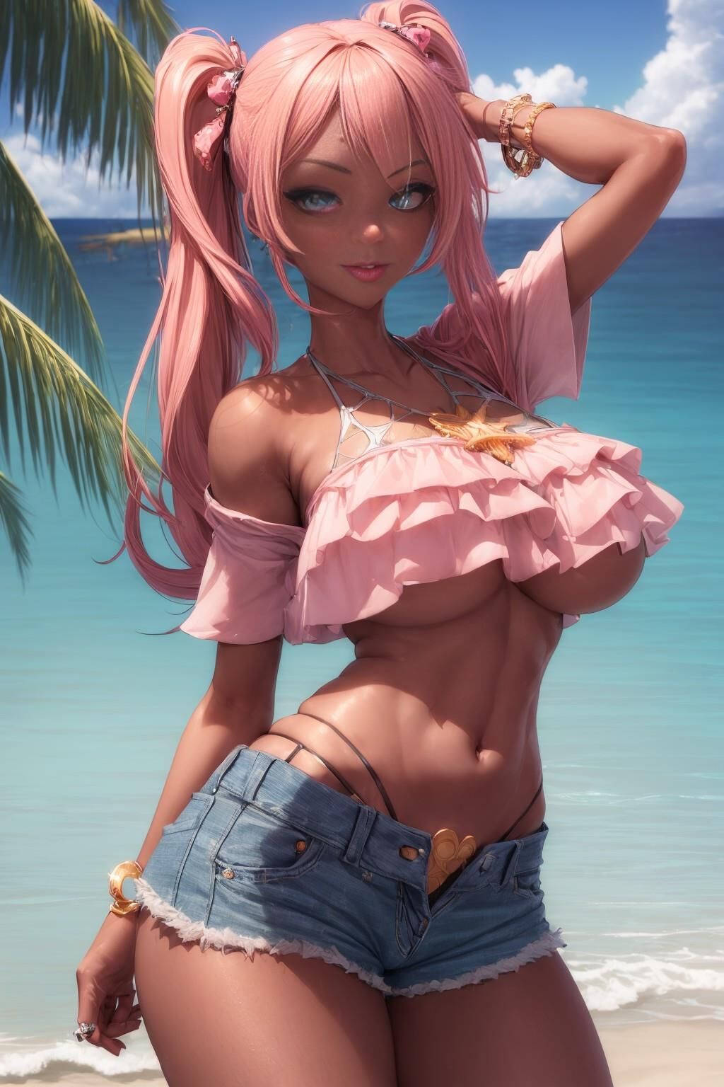 3d Hentai beach babe looking for fun