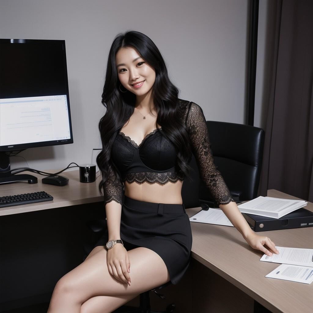 Filles asiatiques d'anime au bureau