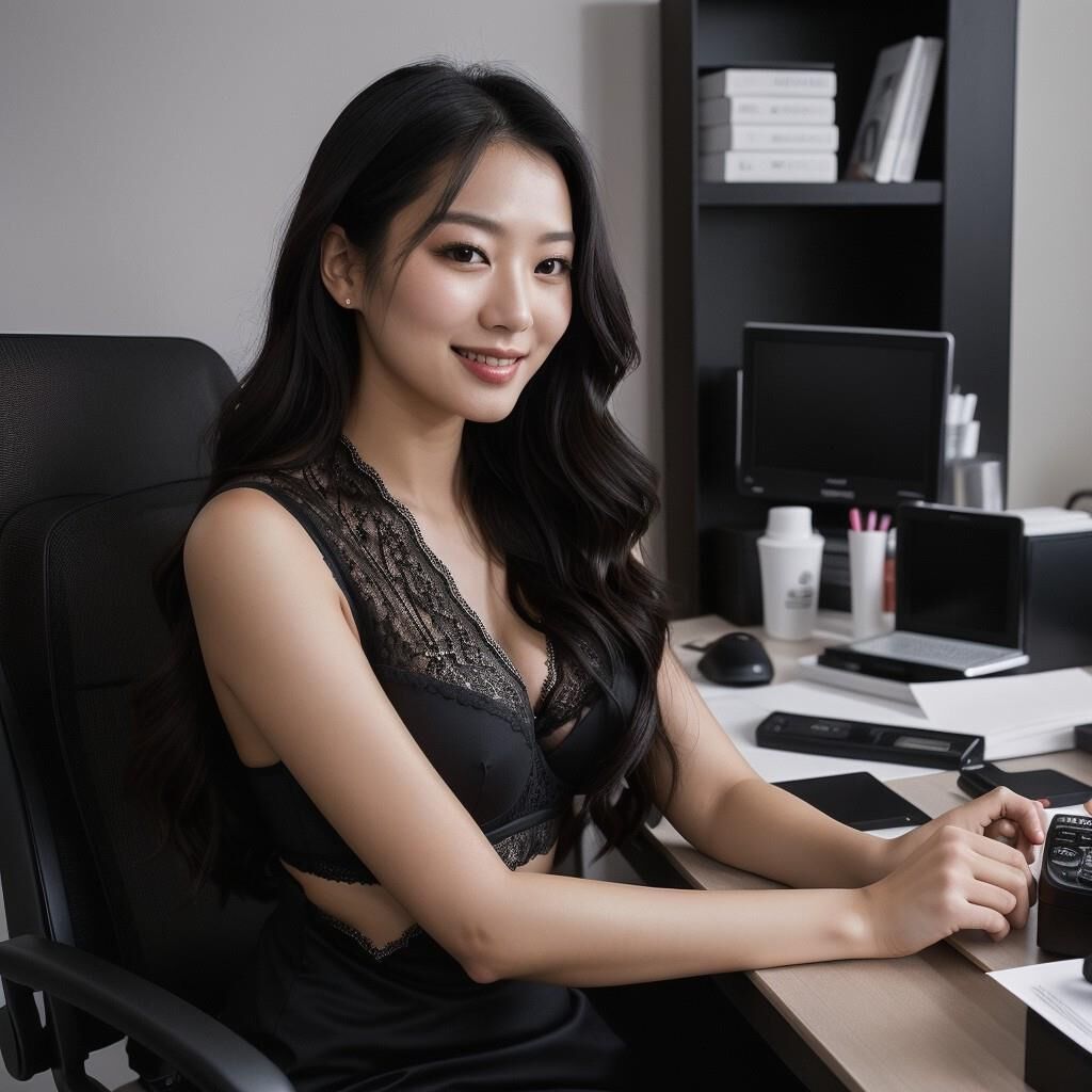 Filles asiatiques d'anime au bureau