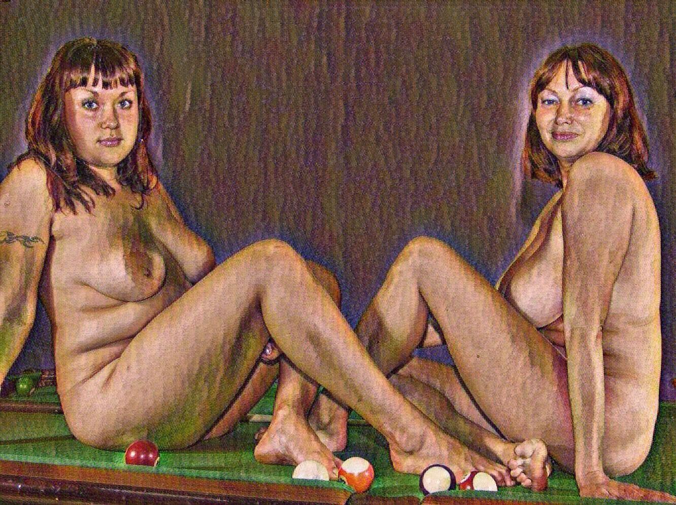 Love nude girls at the pooltable#