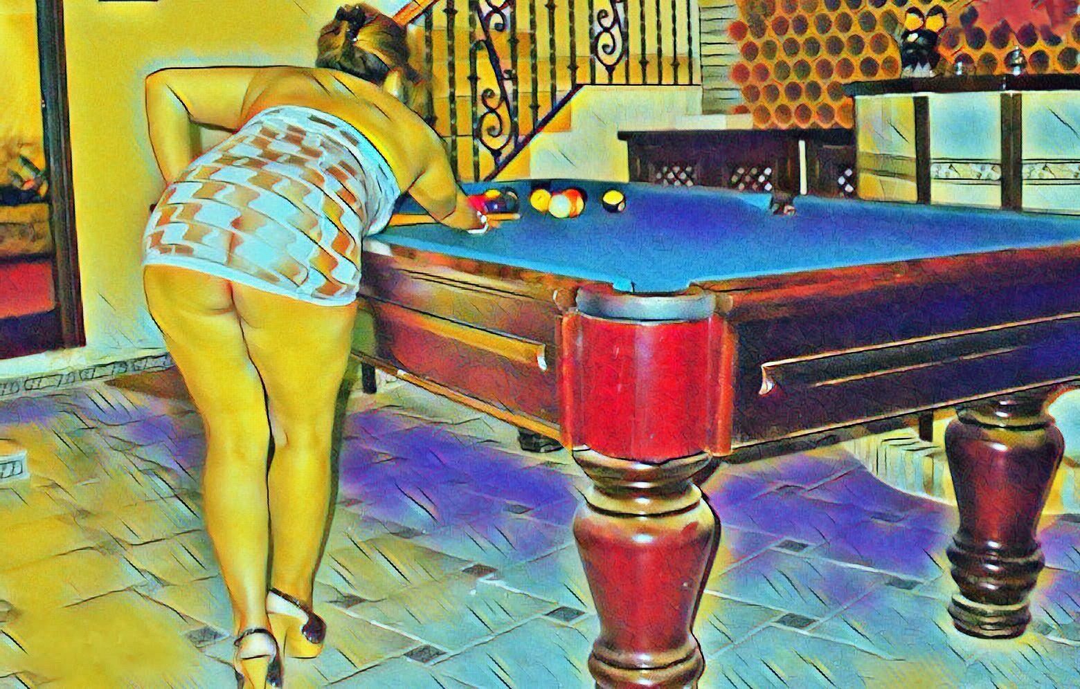 Love nude girls at the pooltable#