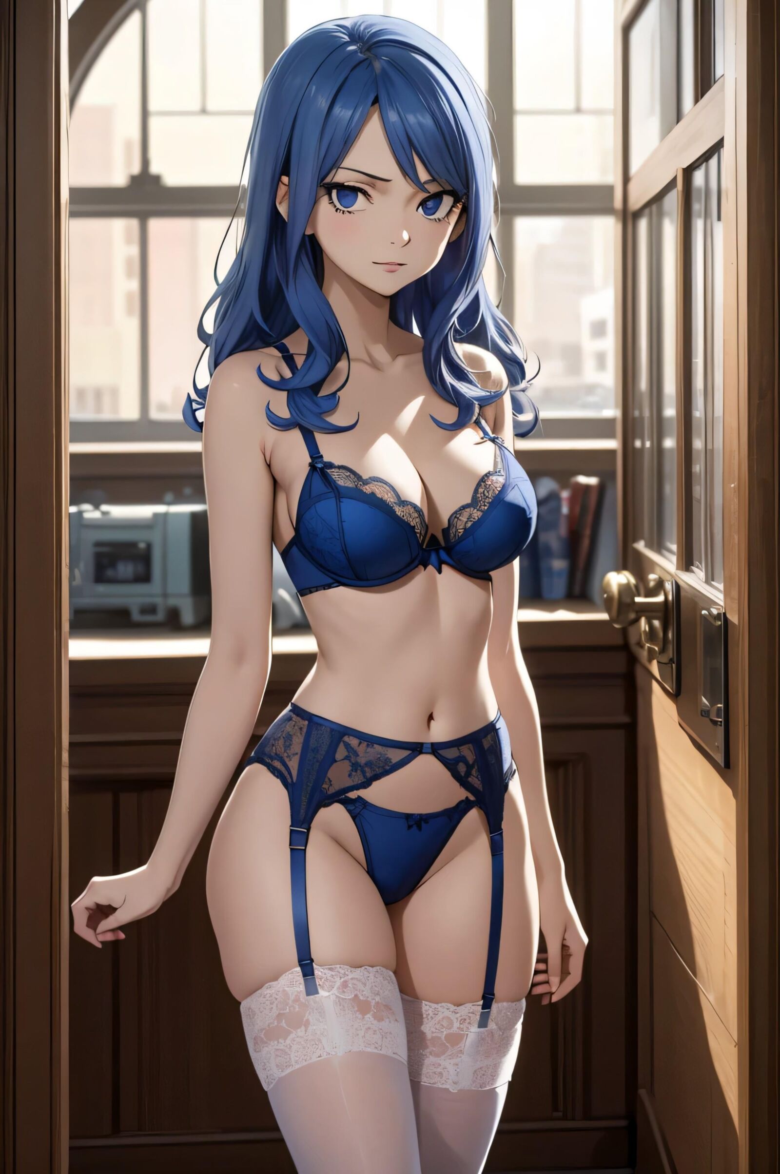 Anime Lingerie Girl Juvia Blue Haired Cutie