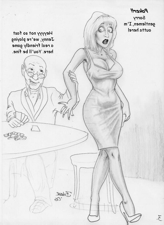 Erotic cartoon The Game Jenny plays Poker by Biker