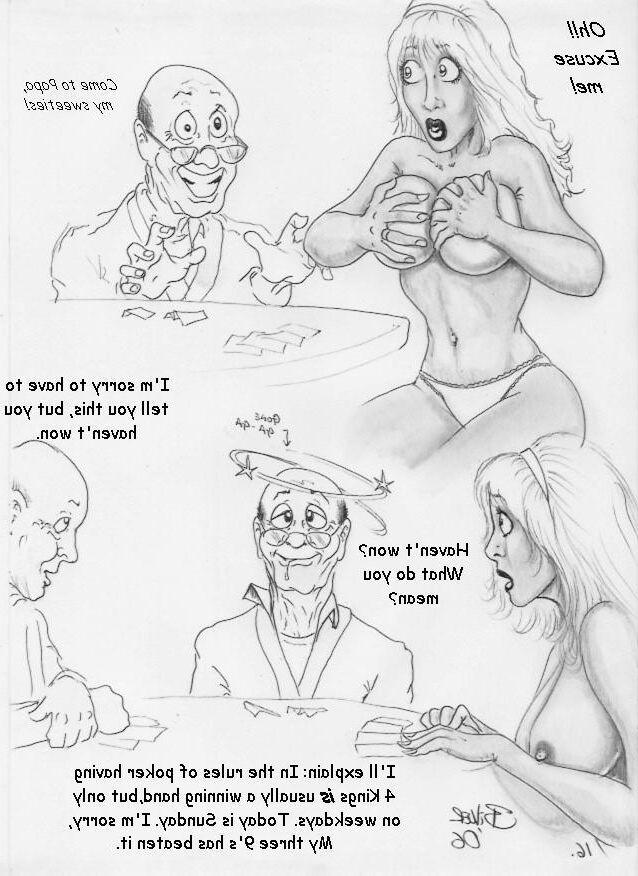 Erotic cartoon The Game Jenny plays Poker by Biker
