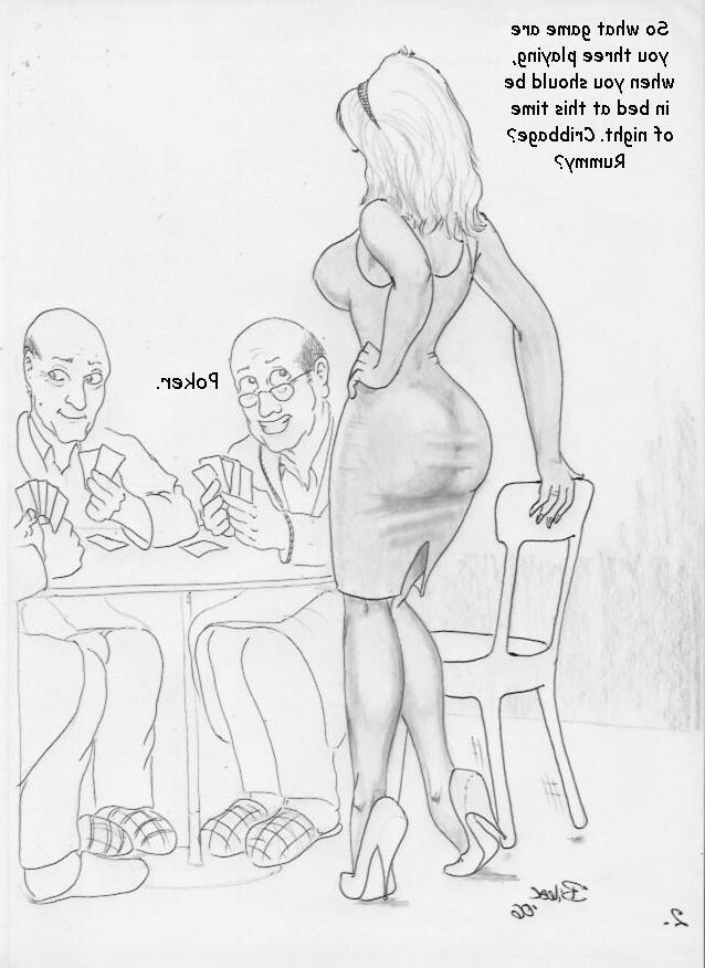 Erotic cartoon The Game Jenny plays Poker by Biker