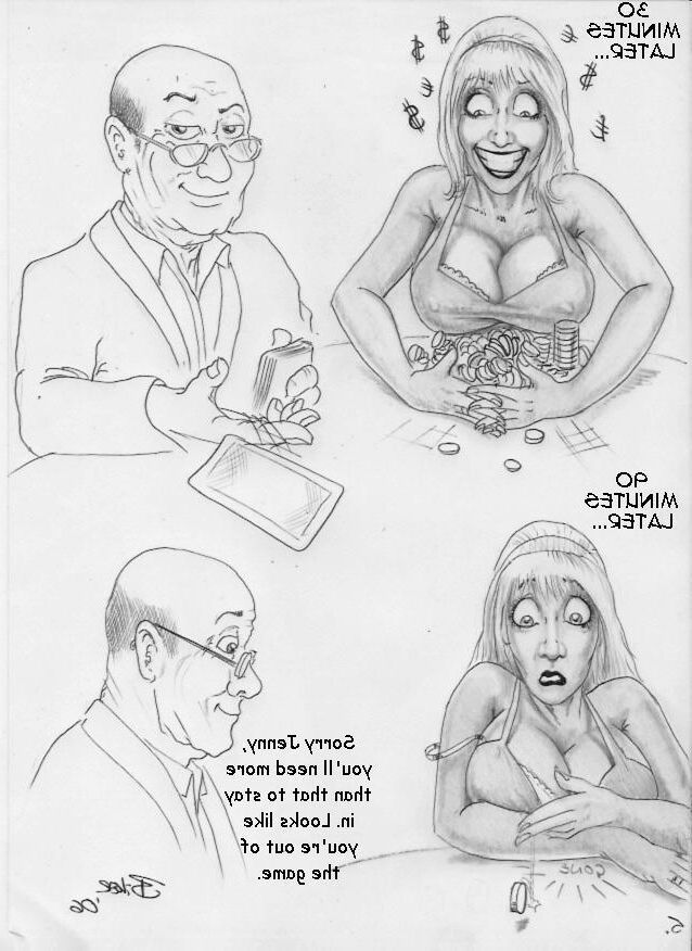 Erotic cartoon The Game Jenny plays Poker by Biker