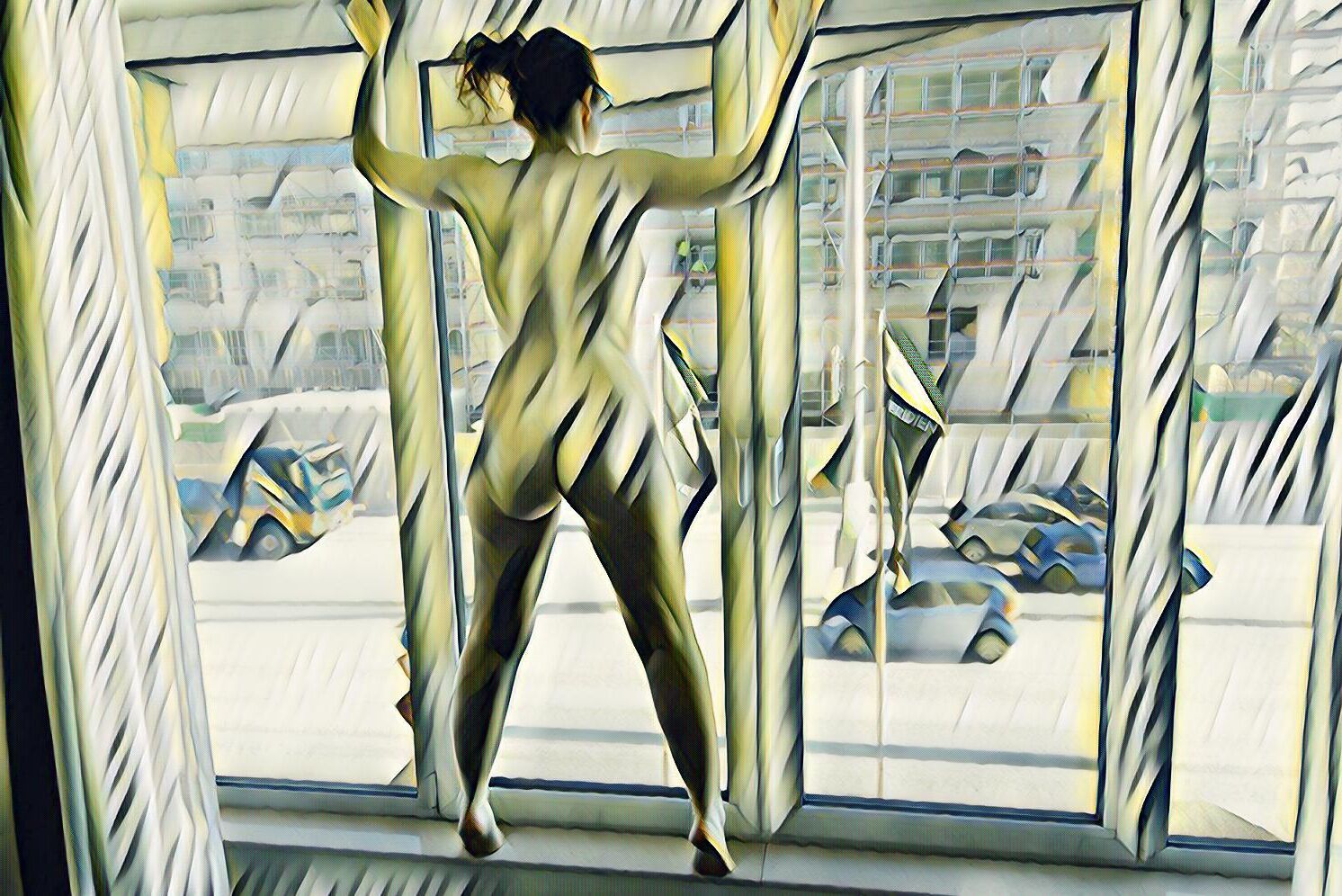 filles chaudes dans les fenêtres