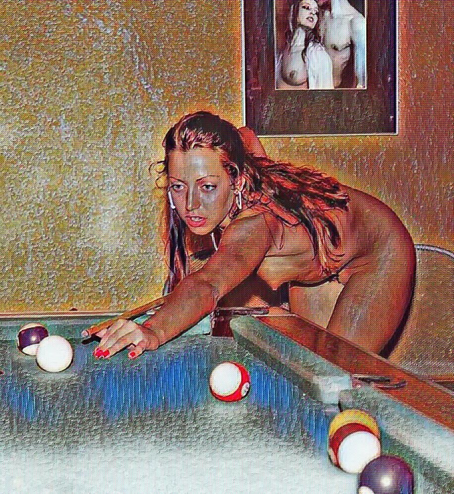 Love nude girls at the pooltable#