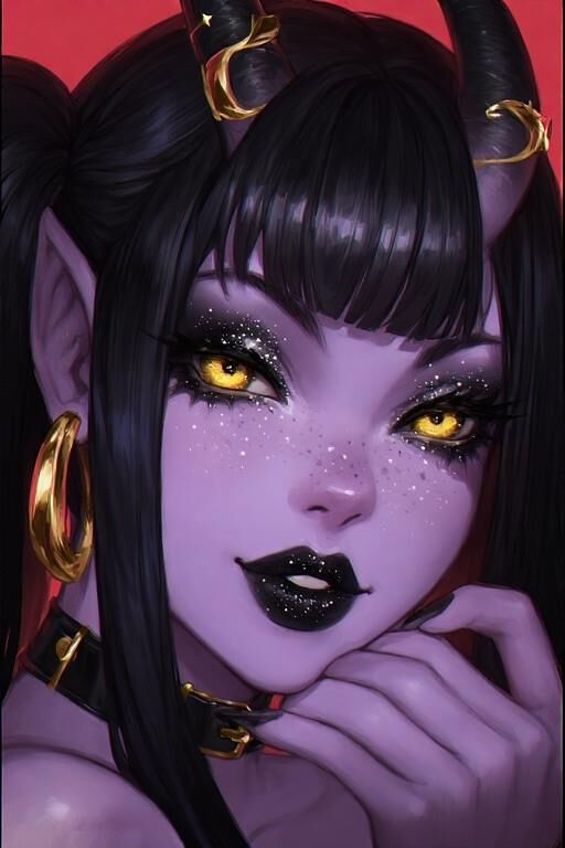 AI Purple Demon Girls Portraits