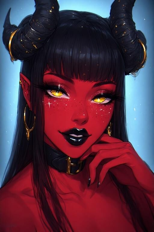 AI Red Demon Girls Portrait