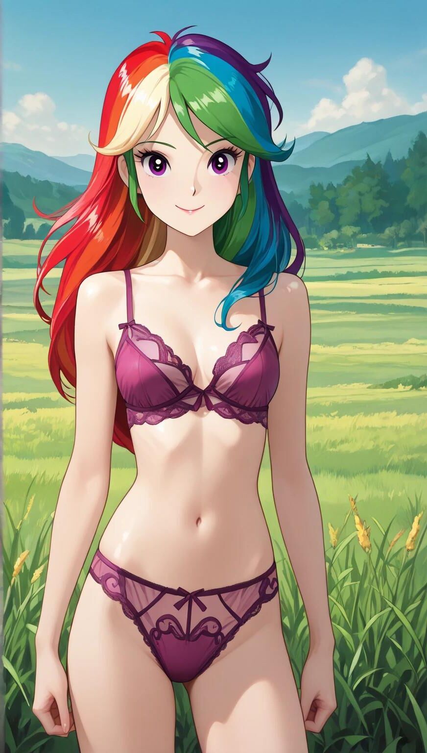 Sexy Regenbogenhaare Mädchen