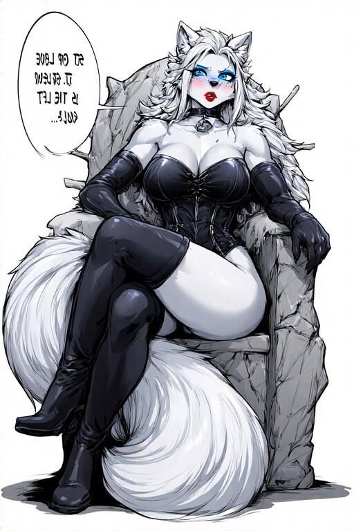 Ai pelzige weibliche Dominatrix Wolf