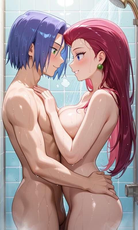 pokemon jessie xxx james in shower hentai