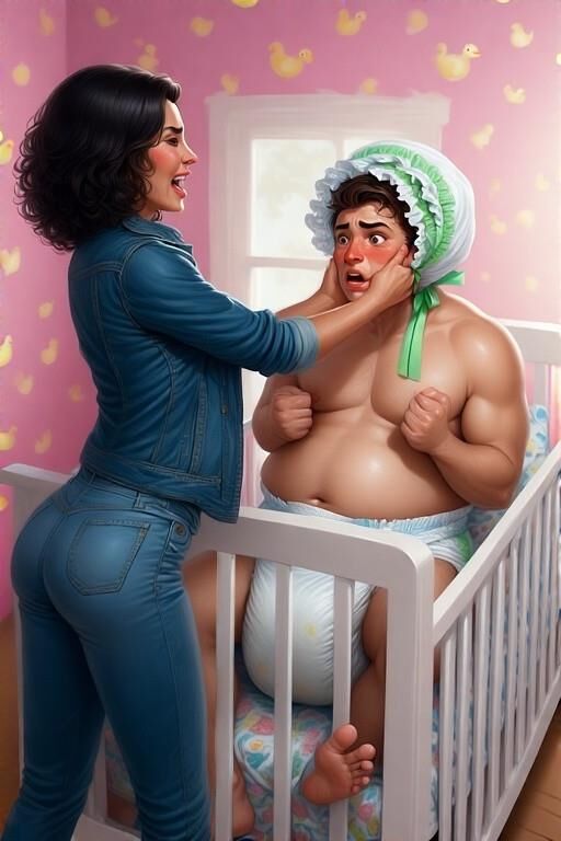 AI Adult Baby and Diaper Artwork Realistic Mix