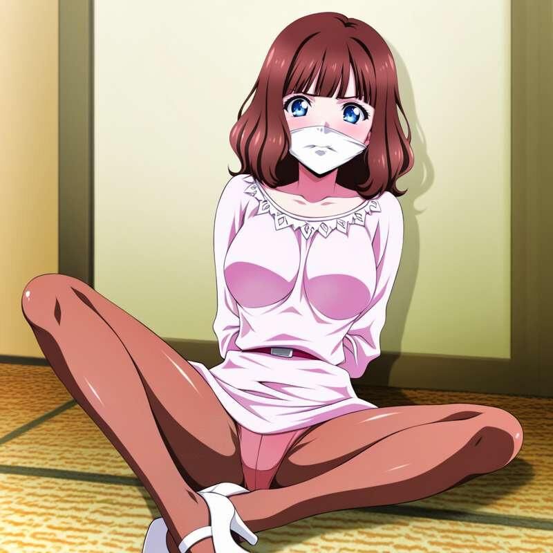 ボンデージヘンタイの女の子と搾乳のおっぱい