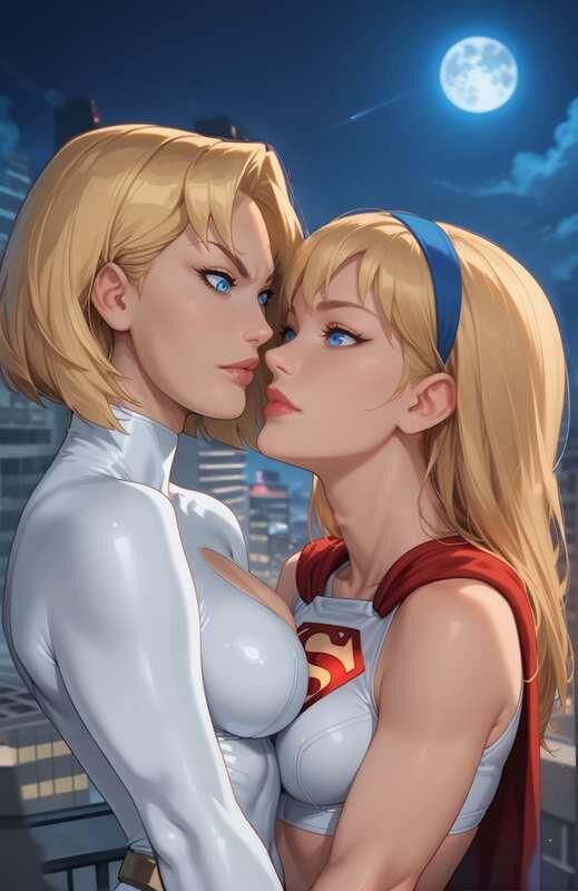 DCスーパーマンはパワーガールとスーパーガールトリオをファックします