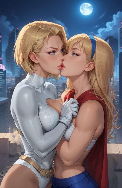 DCスーパーマンはパワーガールとスーパーガールトリオをファックします