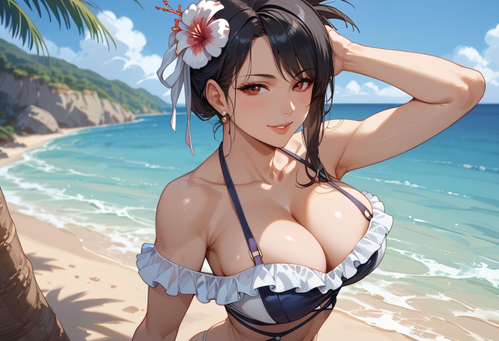 final fantasy tifa on the beach bikini and fucked