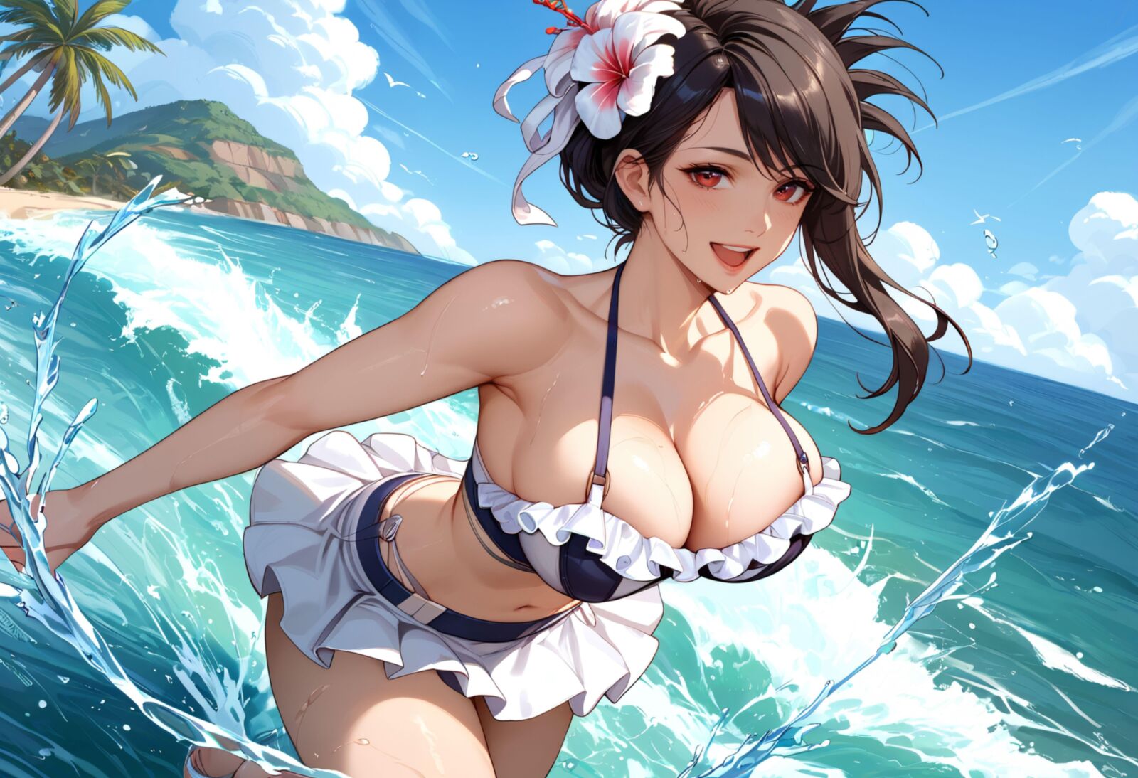 final fantasy tifa on the beach bikini and fucked