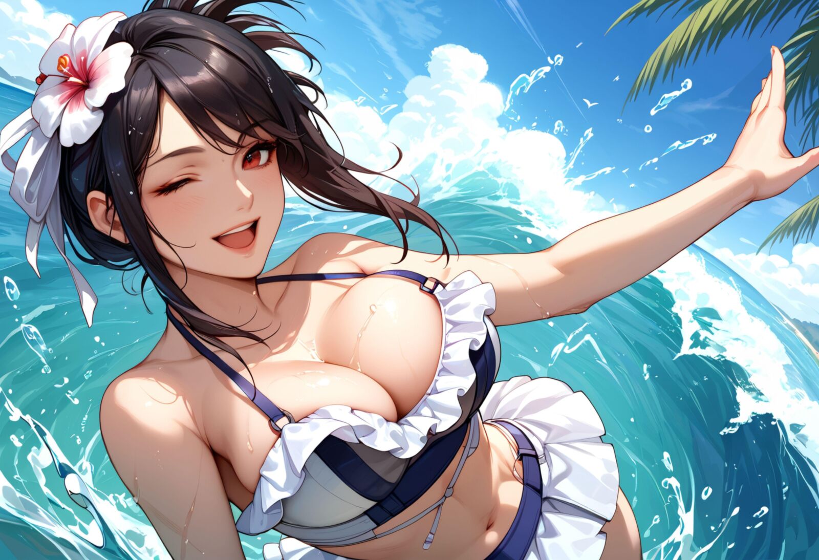 final fantasy tifa on the beach bikini and fucked