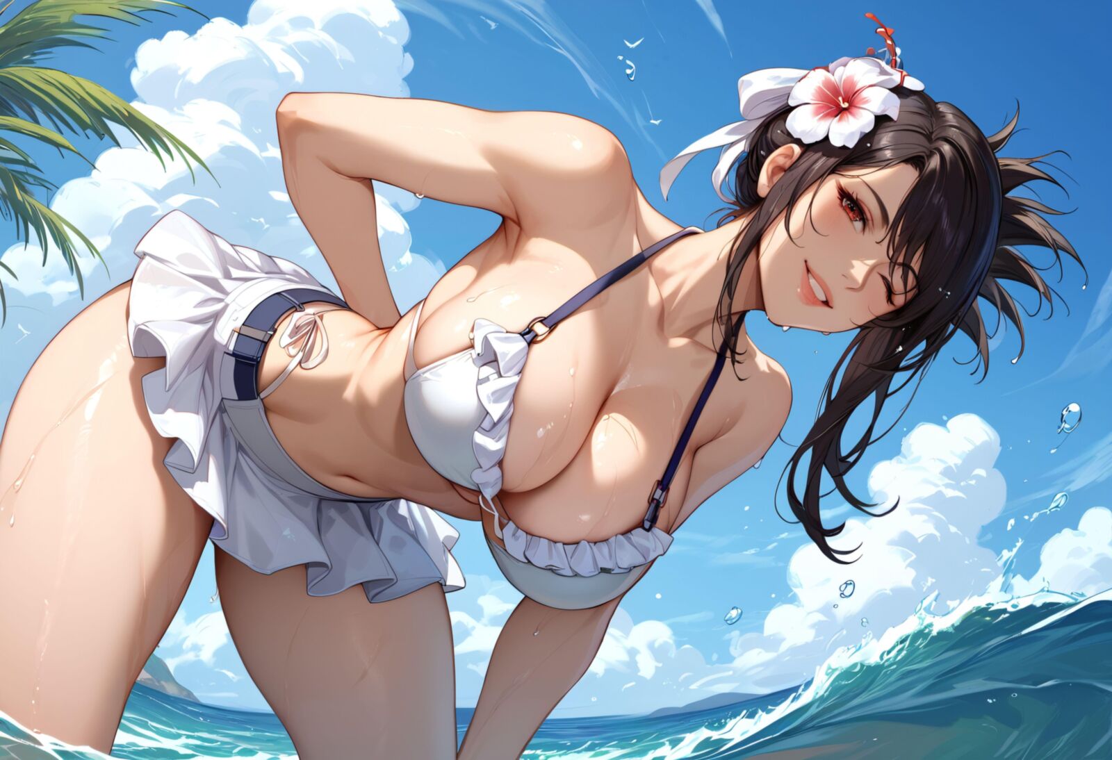 final fantasy tifa on the beach bikini and fucked
