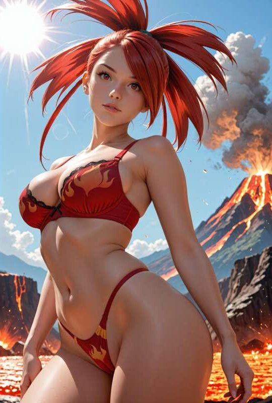 pokemon fire trainer Flannery by the valcano hentai