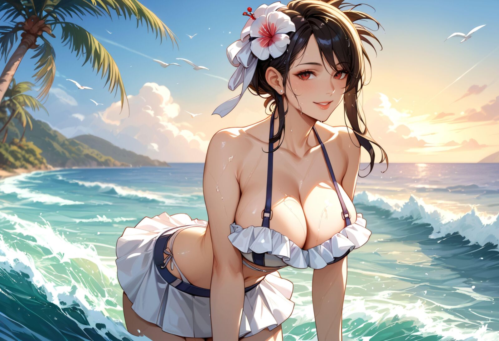 final fantasy tifa on the beach bikini and fucked