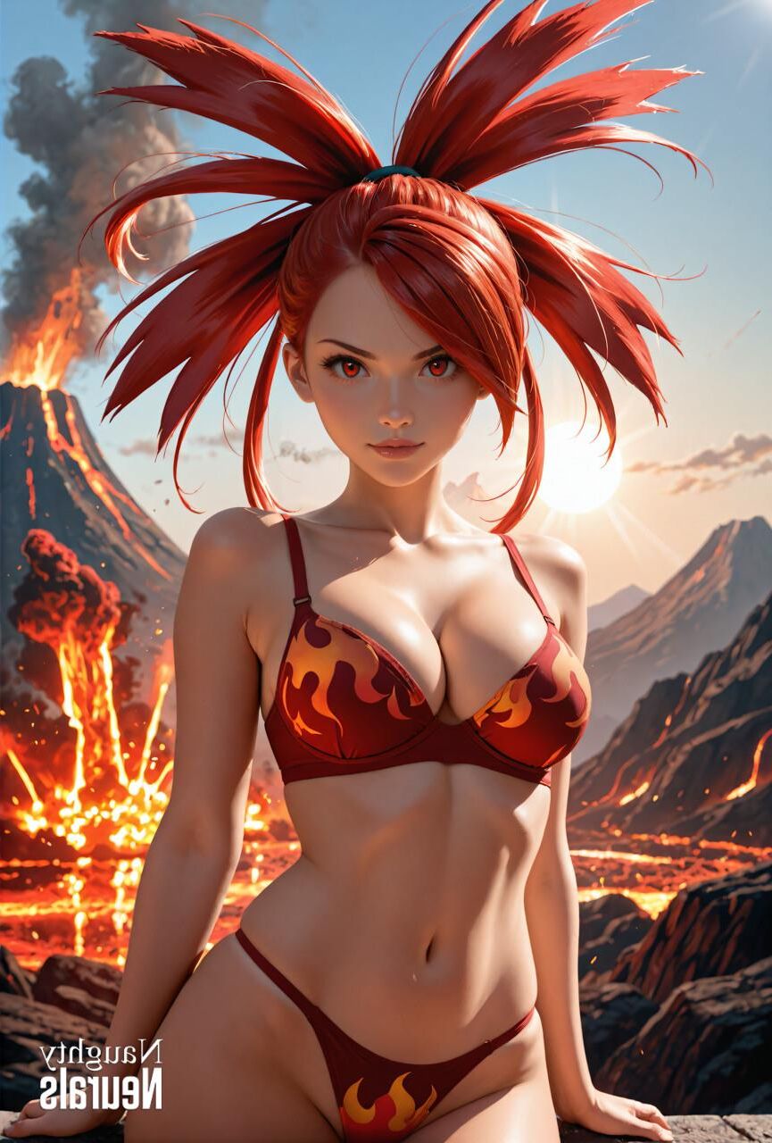 pokemon fire trainer Flannery by the valcano hentai