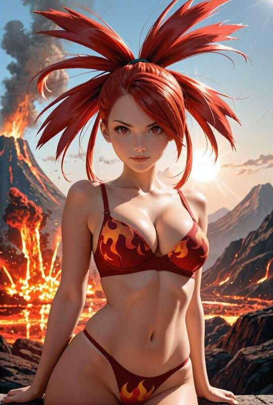 pokemon fire trainer Flannery by the valcano hentai