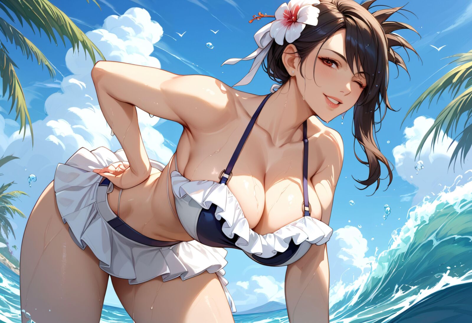 final fantasy tifa on the beach bikini and fucked